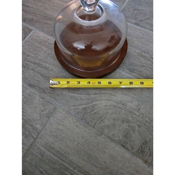 Mid-Century Modern Good‎ Wood Teak and Glass Dome Display Case Cloche - Picture 4 of 9